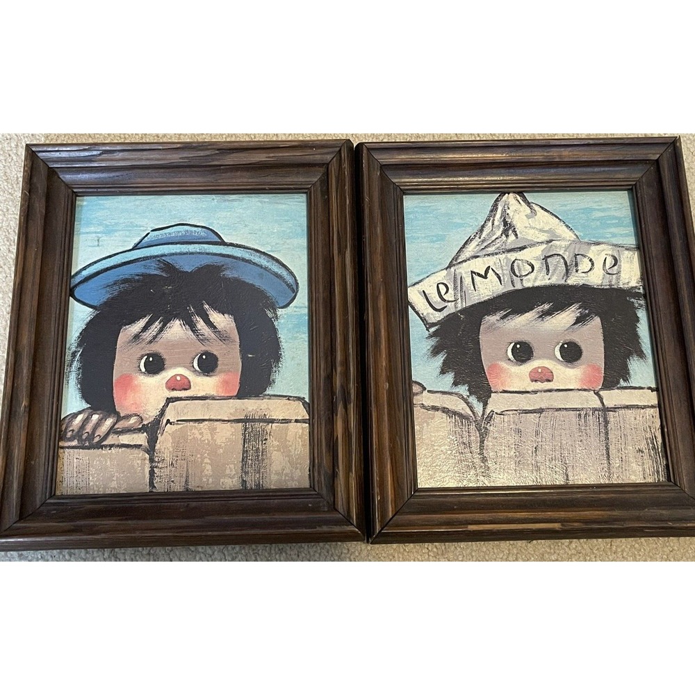 2 Bollini Museum Print Mid Century‎ Jed & Roger Le Monde Framed 10" x 12"